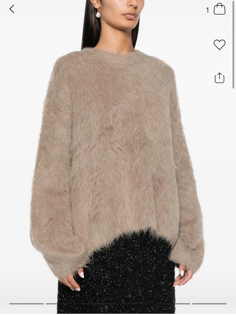 TOTEME Fuzzy Brushed-Finish Crew Sweater in Taupe